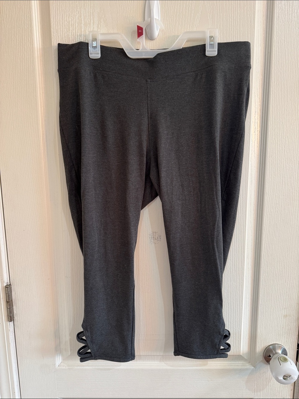 Sonoma Black Capri Leggings with Strappy Hem Detail